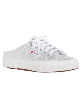 Superga Silver Metallic Slip On Mule Sneaker Size 41.5 / 10